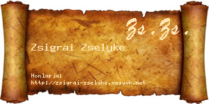 Zsigrai Zselyke névjegykártya